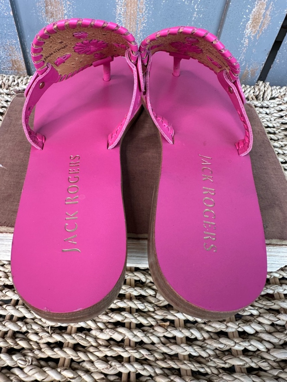 Jack Rogers Georgica Leather Sandals Magenta Sz 7 - Picture 7 of 16
